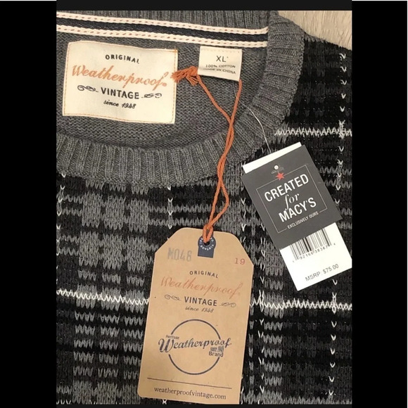 Weatheproof Vintage Men’s Plaid Crew Neck Sweater, XL​ - Picture 7 of 10